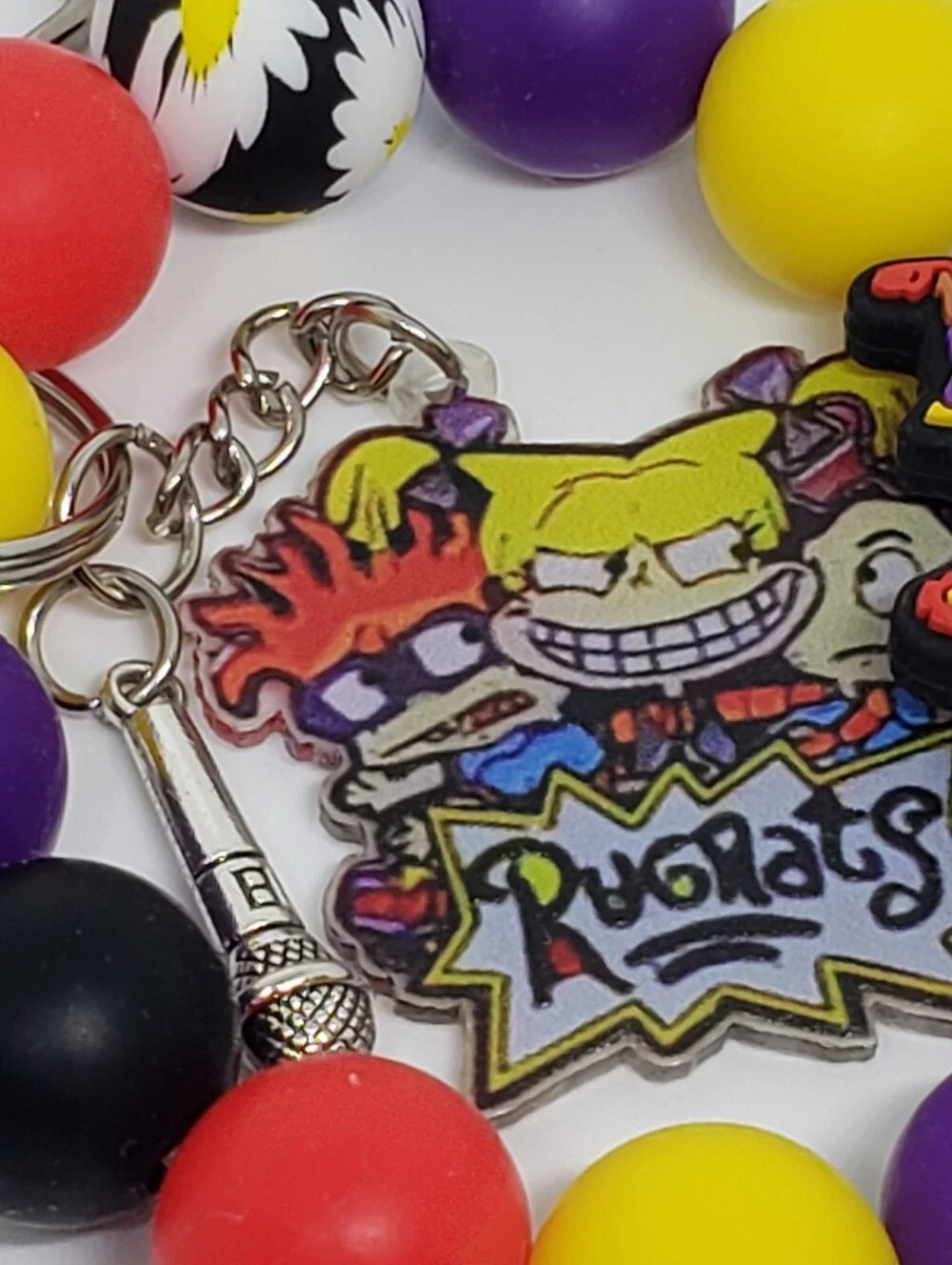 Handmade Rugrats Susie Carmichael Silicone Beaded Keychain Wristlet
